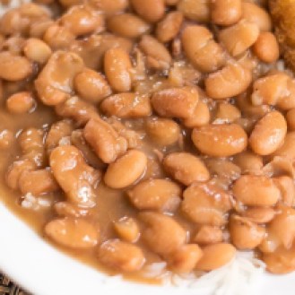 Pinto beans with rice and cornbread